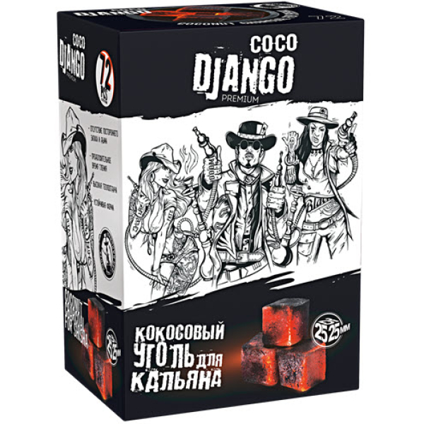 Уголь Coco Django 25мм для кальяна - 1кг (72 шт) в Самаре
