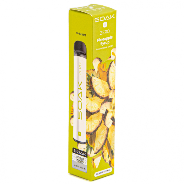 SOAK X ZERO Pineapple syrup 1500 затяжек (без никотина) в Самаре