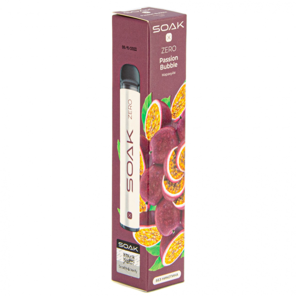 SOAK X ZERO Passion bubble 1500 затяжек (без никотина) в Самаре