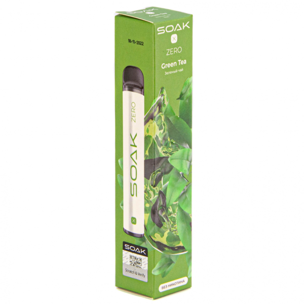 SOAK X ZERO Green tea 1500 затяжек (без никотина) в Самаре