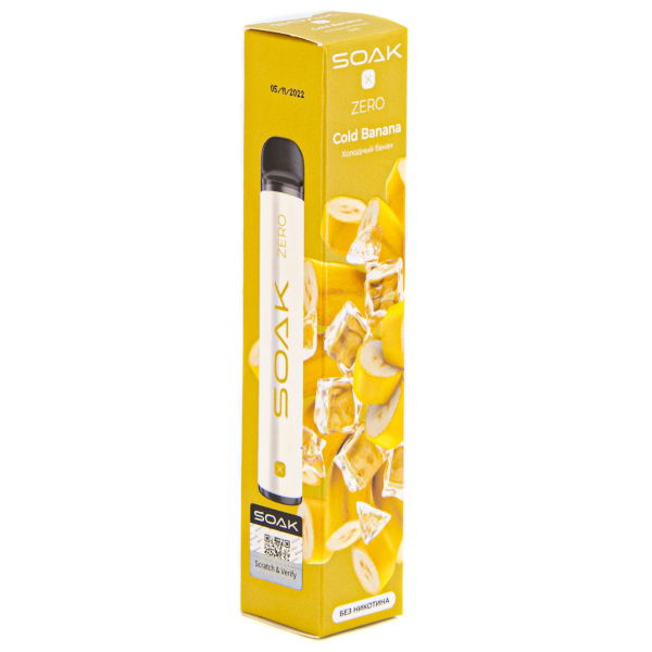 SOAK X ZERO Cold banana 1500 затяжек (без никотина) в Самаре