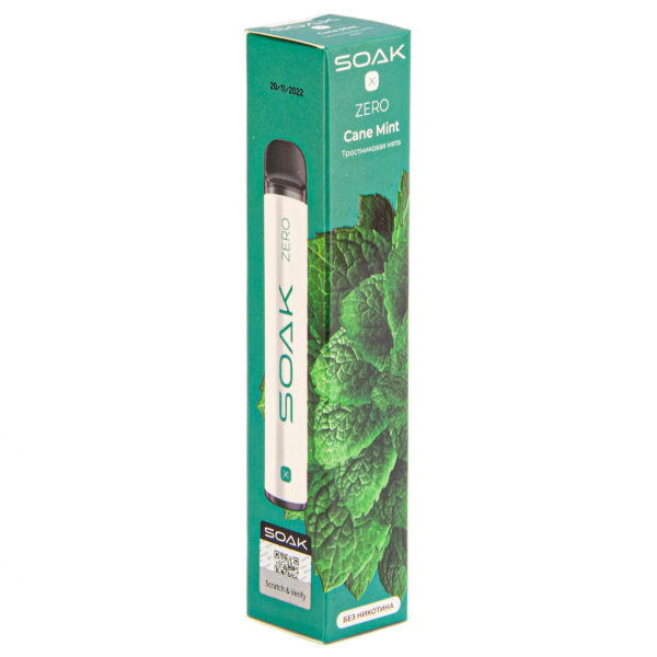 SOAK X ZERO Cane mint 1500 затяжек (без никотина) в Самаре