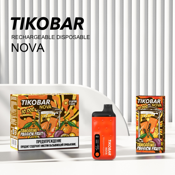 Электронка Tikobar Nova Мандарин Маракуйя 10000 Затяжек в Самаре