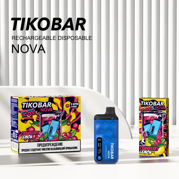 Электронка Tikobar Nova Клюква Лимон 10000 Затяжек в Самаре