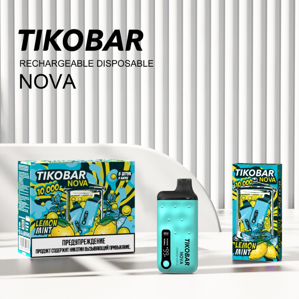 Электронка Tikobar Nova Лимон Мята 10000 Затяжек в Самаре
