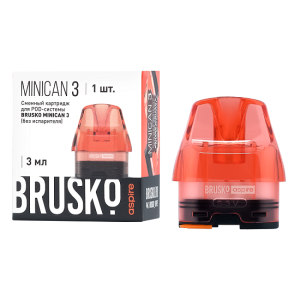 Сменный Картридж Brusko Minican 3, (Красный), 3 Мл, Упак. 1 Шт в Самаре