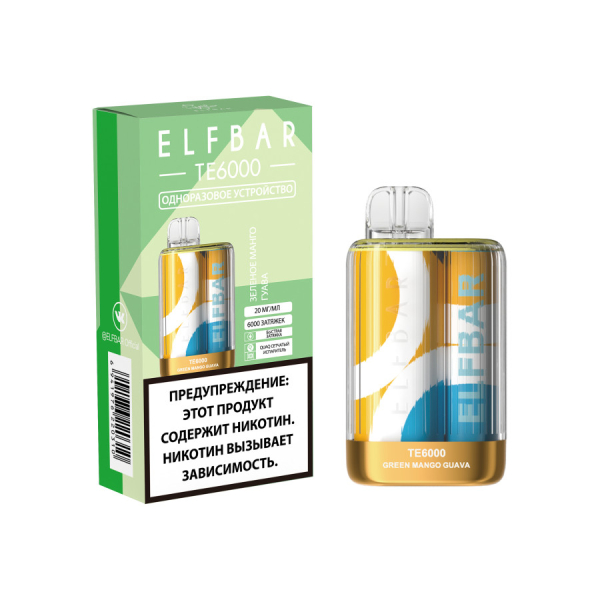 ЭСДН ELF BAR Te Зелёное Манго Гуава 6000 затяжек в Самаре