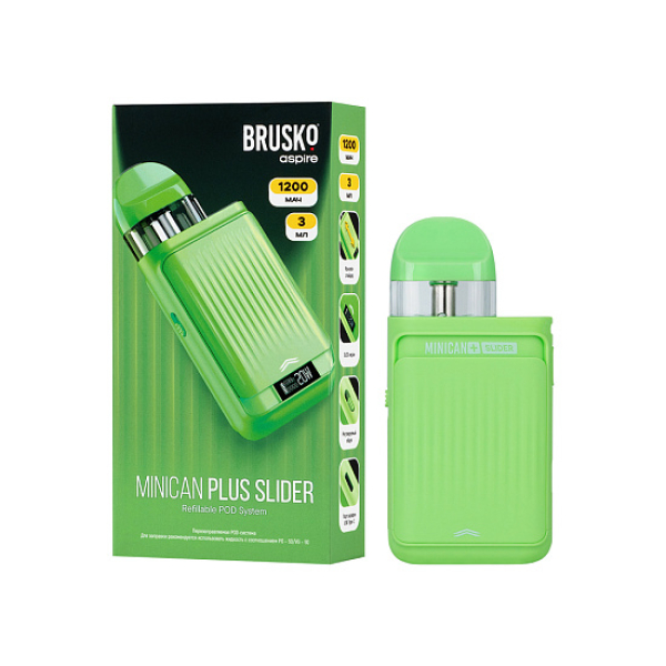 POD-система Brusko Minican Plus Slider Зелёный в Самаре
