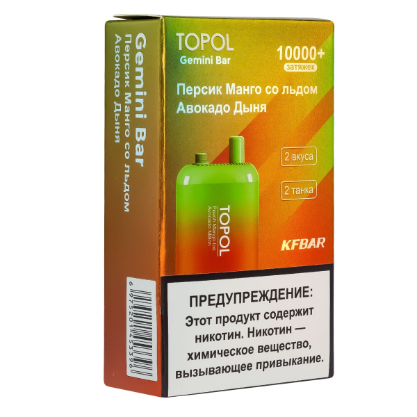 Электронка Topol Gemini Bar Peach Mango Ice | Avocado Melon 10000 тяг в Самаре
